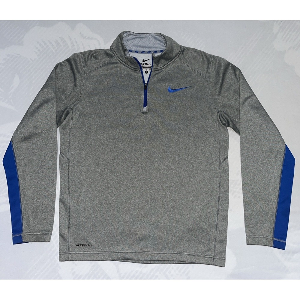 Nike Therma-Fit Mens S Quarter Zip Pullover Gray & Blue 715199-063